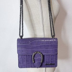 Marina Galanti Leather Croc Embossed Crossbody Bag